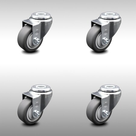 Service Caster 3 Inch SS Thermoplastic Rubber Wheel Swivel Bolt Hole Caster Set SCC-SSBH20S314-TPRB-4
